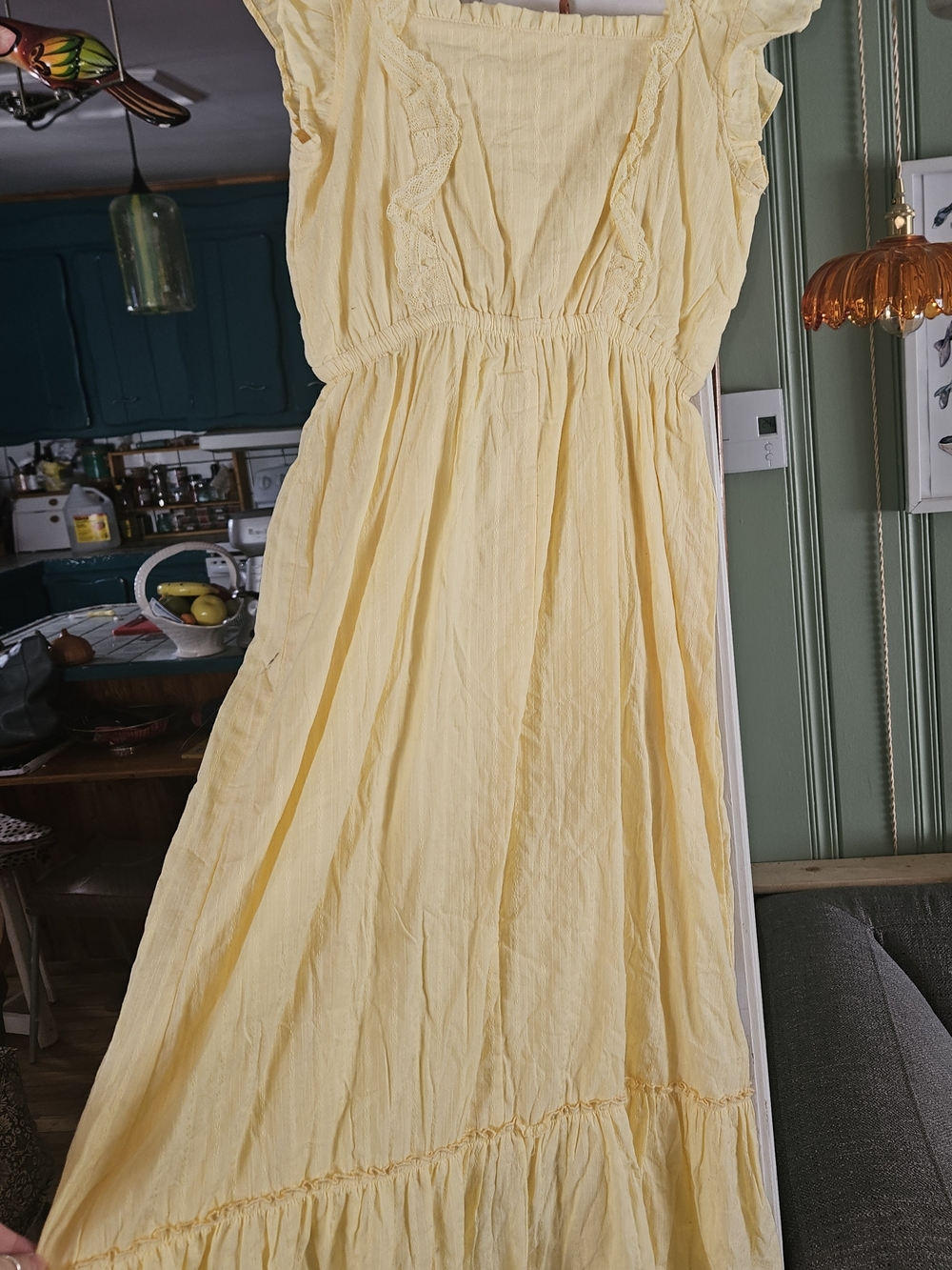 In Bloom Soft Yellow Ruffled Neck Maxi Dress - Picture 2 of 4